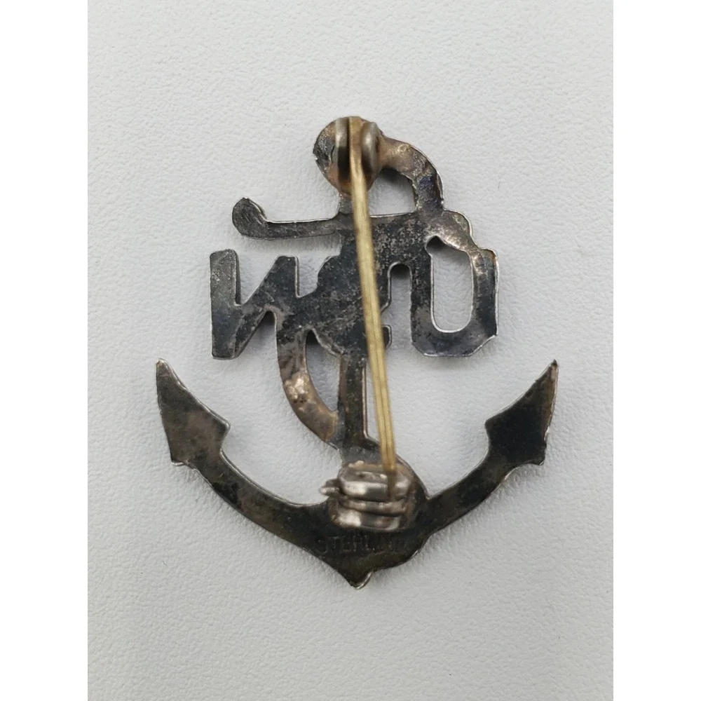 VINTAGE WWII Era USN Sterling Silver Anchor Sweetheart Pin Brooch Navy Military